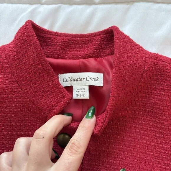 Womens Blazer Size Small Red Wool Blend Lined Officechic Corpcore City Workwear - Picture 4 of 9